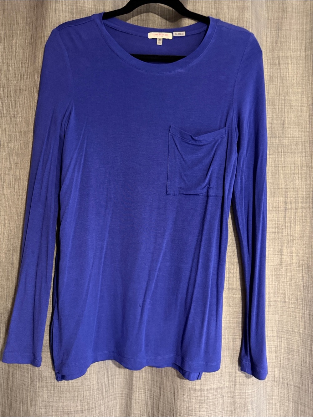 Isaac Mizrahi Royal Blue Long Sleeve Pocket Tee